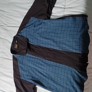 Vintage Henri Valdise Blue/Black SS Button-down Shirt Men's 2XL Great Condition‎